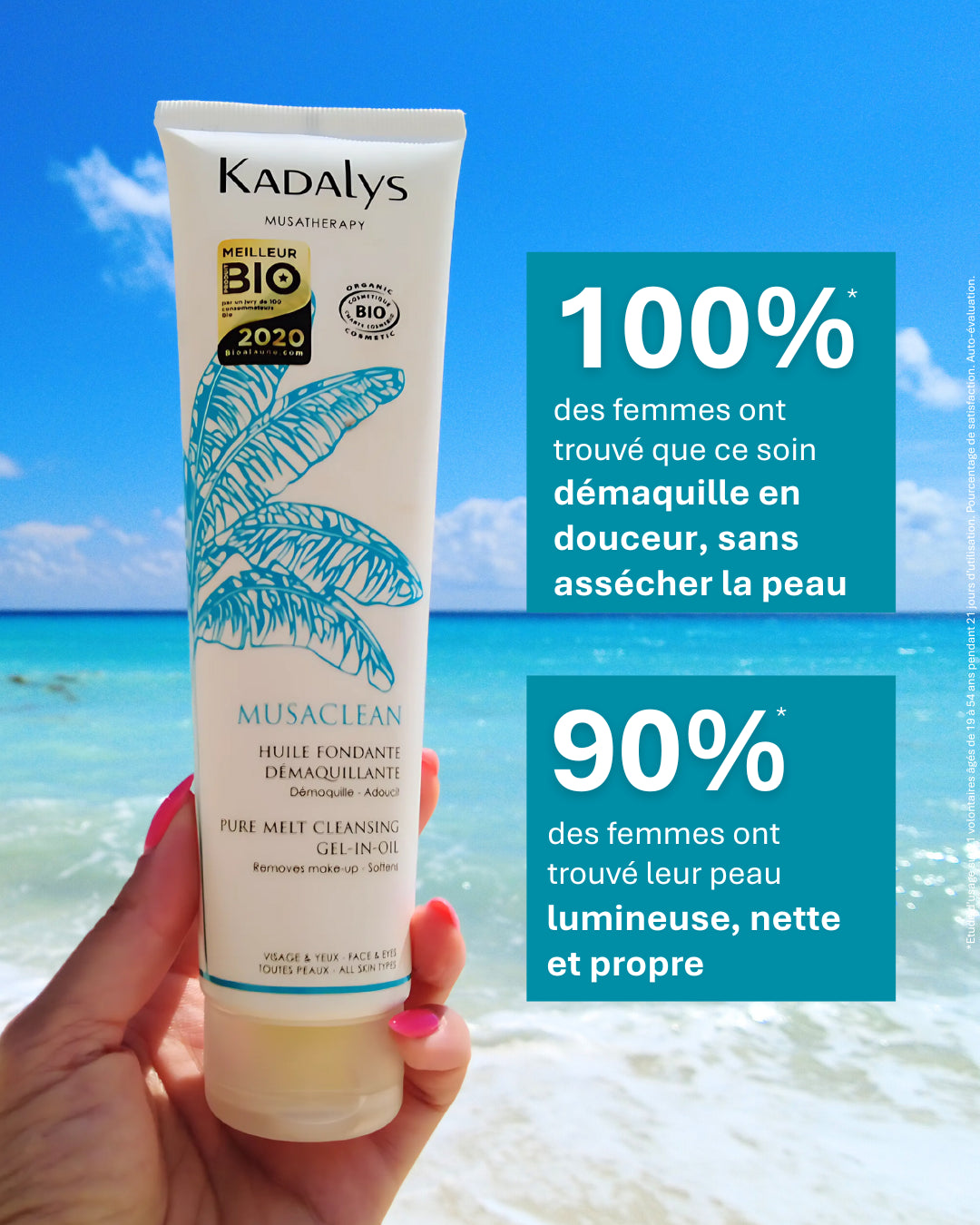 100% des femmes trouvent ce soin doux et efficace. Laisse la peau nette, propre et lumineuse sans l’assécher. Idéal pour tous les types de peau.