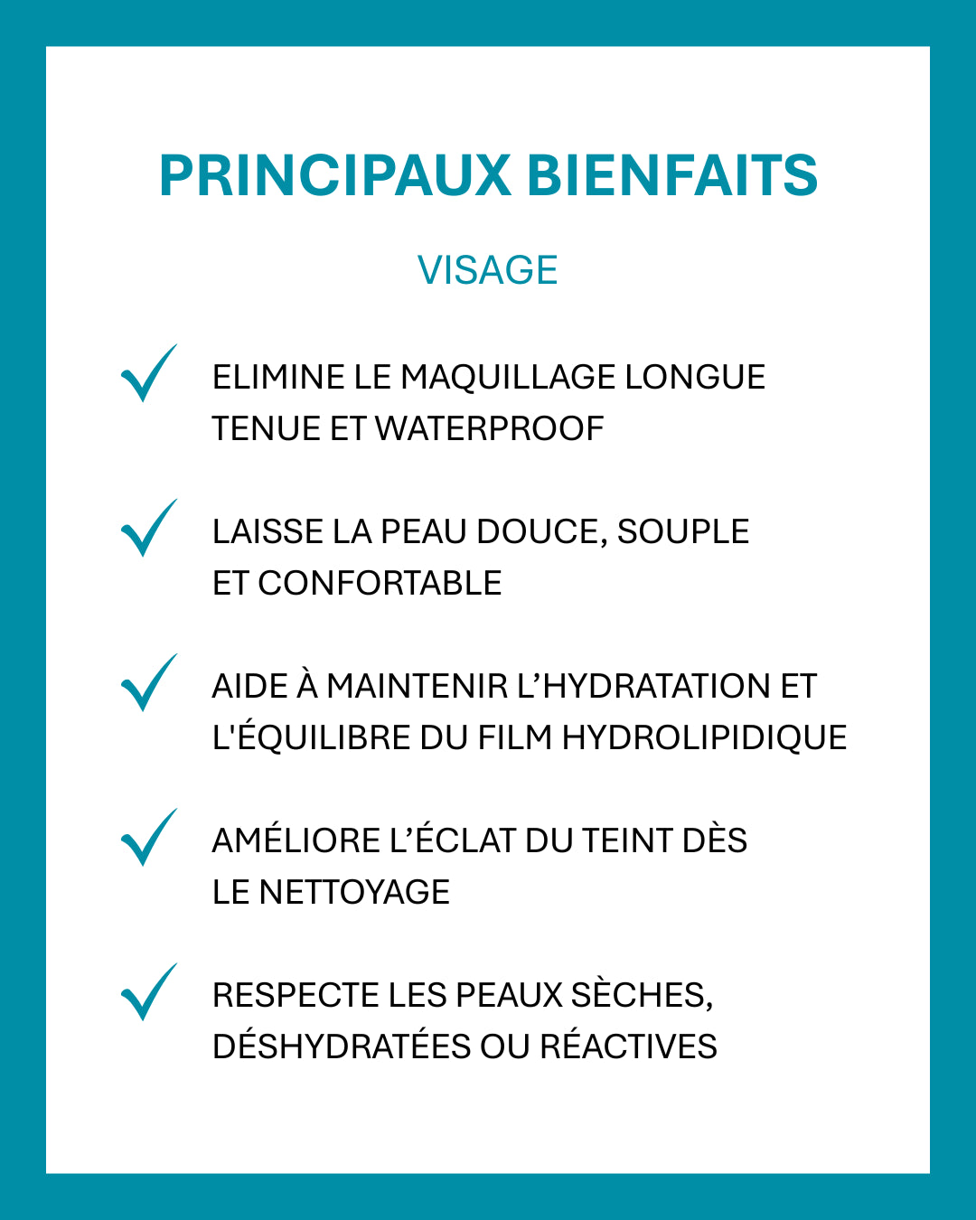 Élimine le maquillage waterproof, hydrate, adoucit, respecte les peaux sensibles. Améliore visiblement l’éclat dès la première utilisation.