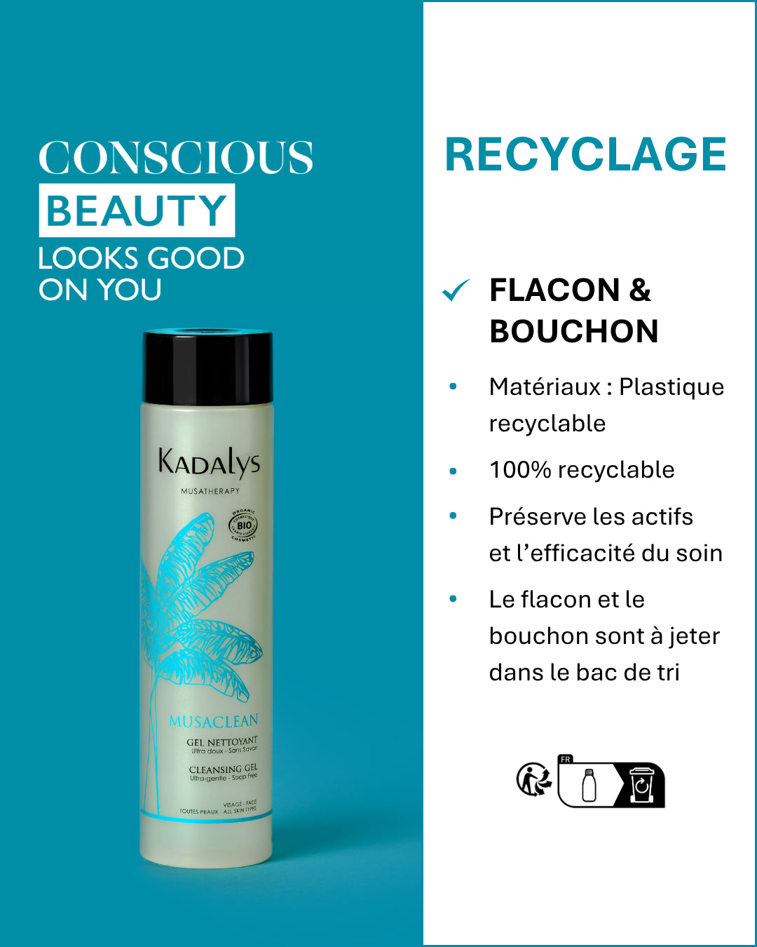 Un soin respectueux de la peau et de la planète. Tube et bouchon 100% recyclables pour un geste beauté éco-responsable.