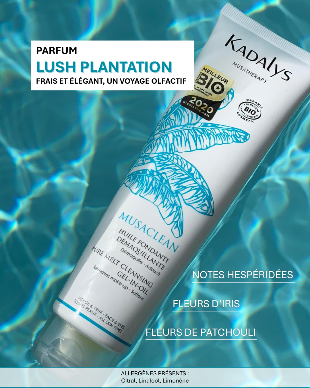 Un parfum frais et élégant mêlant fleurs d'iris et de patchouli. Une expérience sensorielle unique à chaque utilisation du soin.
