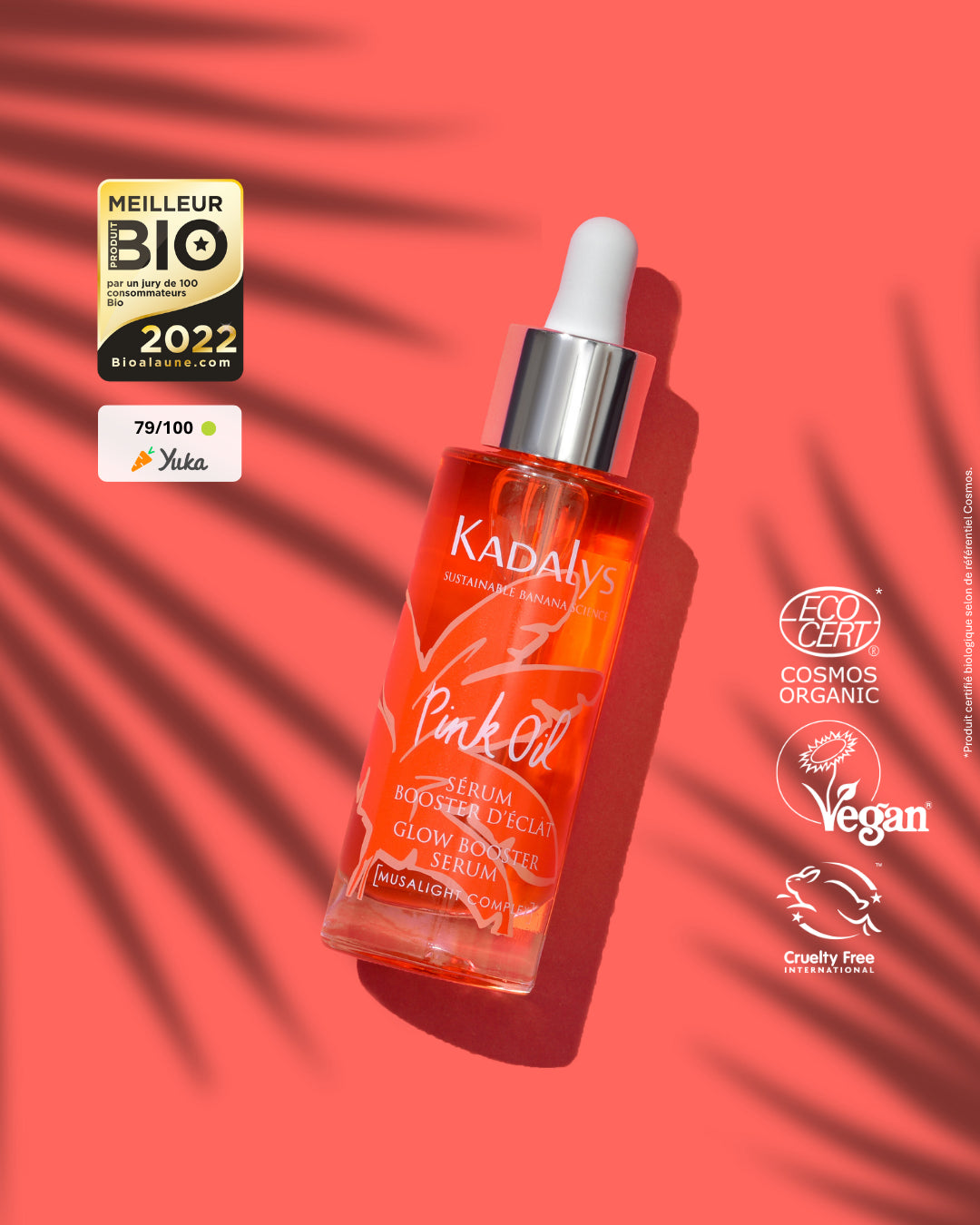 Découvrez le Sérum booster d’éclat Pink Oil certifié bio Kadalys, formulé pour illuminer la peau et réduire les taches pigmentaires naturellement.