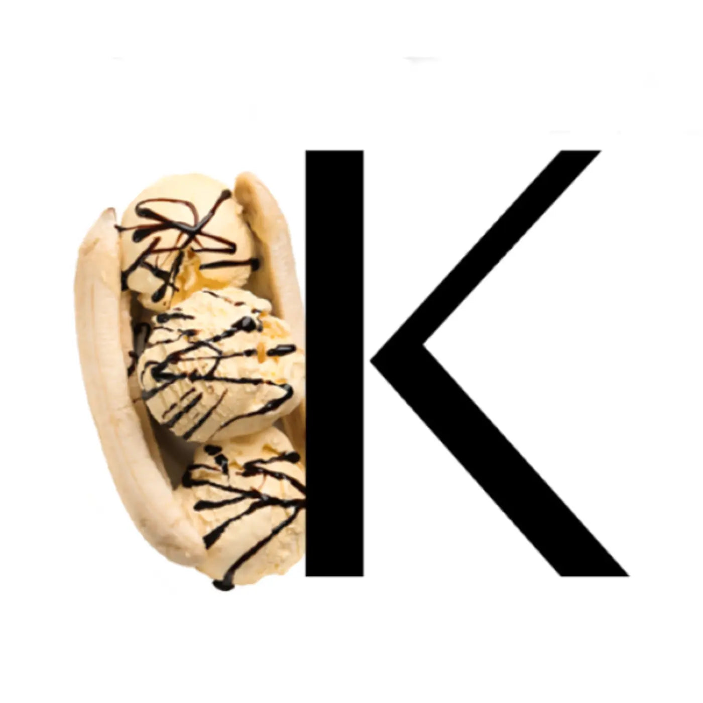 Logo K de Kadalys avec un banana split – douceur et plaisir sensoriel