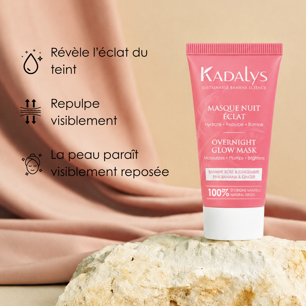 Les bénéfices du Masque Nuit Éclat : révèle l'éclat du teint, repulpe visiblement, peau reposée au réveil