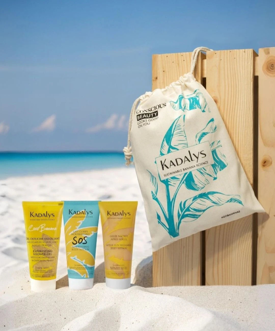 Coffret Banana Summer de Kadalys : trio de soins corps, idéal pour exfolier, nourrir et illuminer la peau pendant l'été. Produits naturels, écoresponsables et parfaits pour une routine beauté estivale.