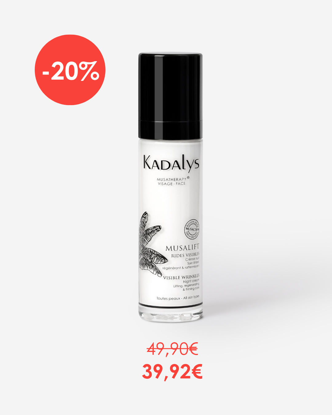 Crème Nuit Liftante Kadalys, Musalift. Anti-age, raffermit et lisse les rides duralement