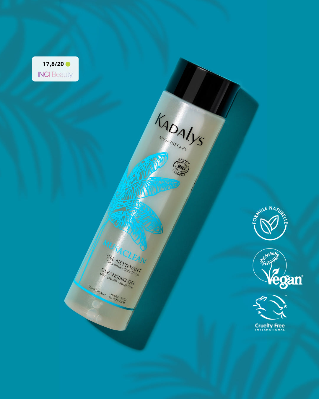 Un soin nettoyant éthique et certifié : Musaclean est bio, vegan et cruelty free. Nettoyez votre peau en douceur avec ce gel respectueux.