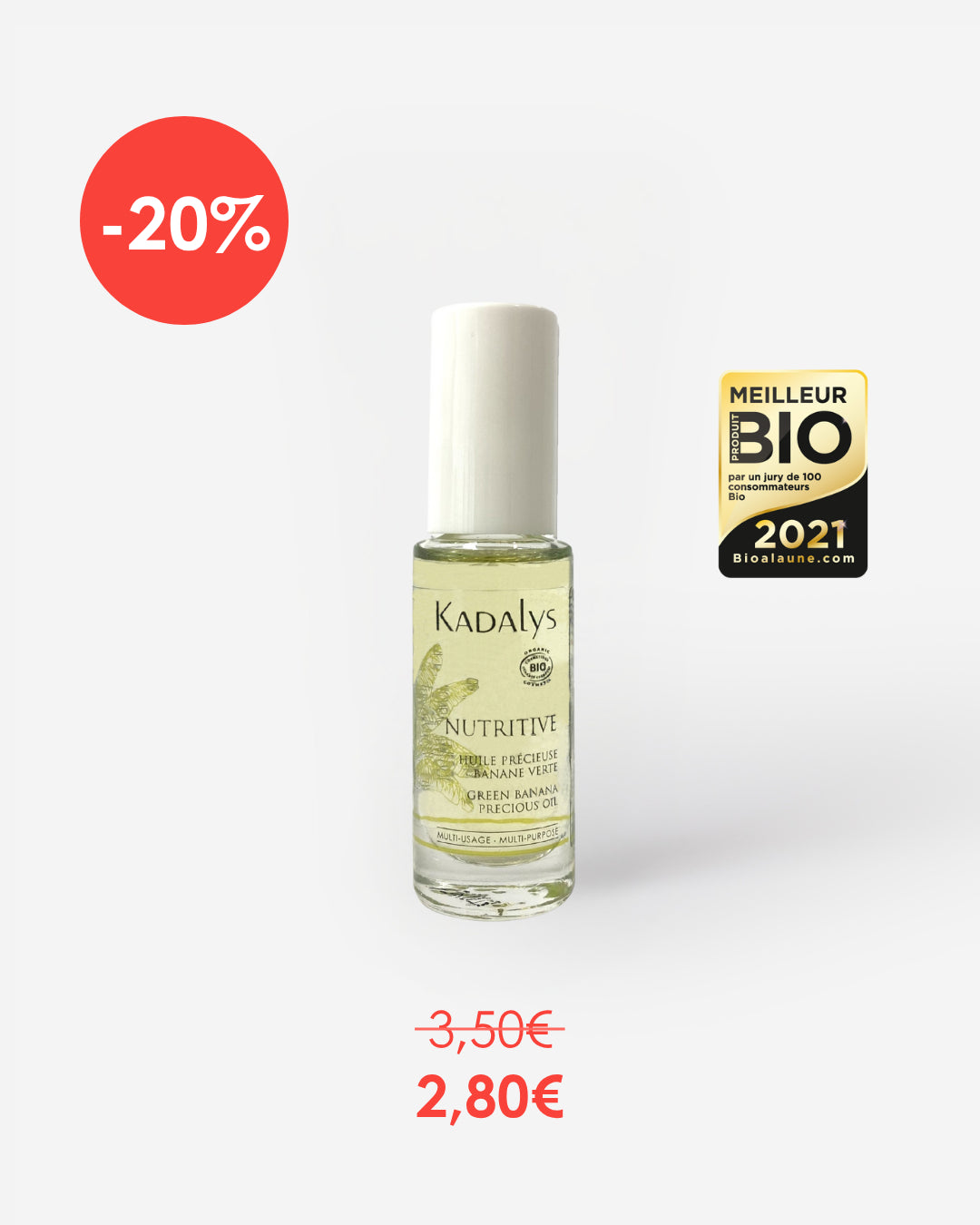 Huile Précieuse Nutritive Kadalys Format Voyage. Huile ultra-sèche 3-en-1 : visage corps et cheveux pour nourrir et purifier