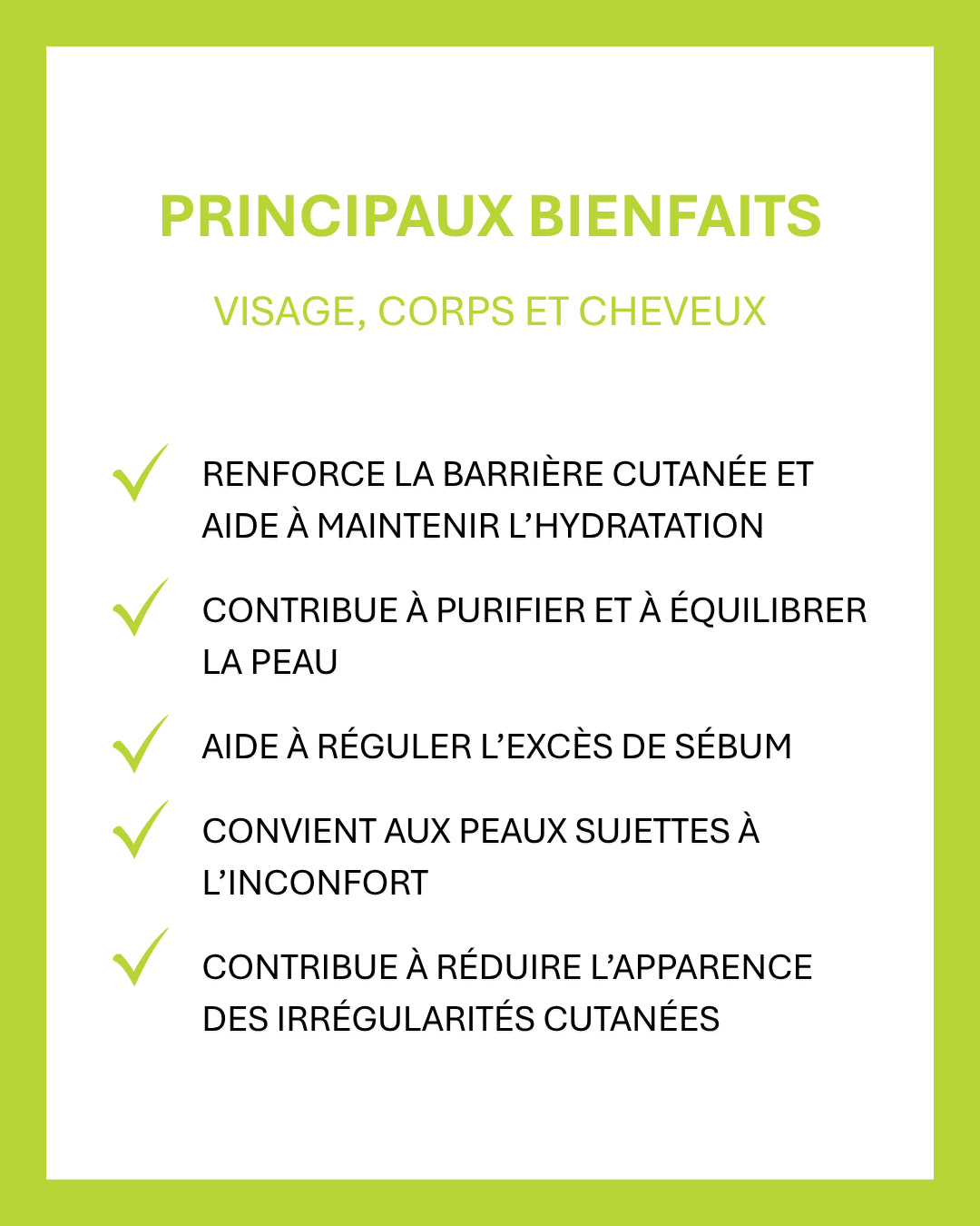 Principaux bienfaits de l’Huile précieuse nutritive Kadalys : hydrate, équilibre la peau et régule le sébum, idéale pour peau sensible.