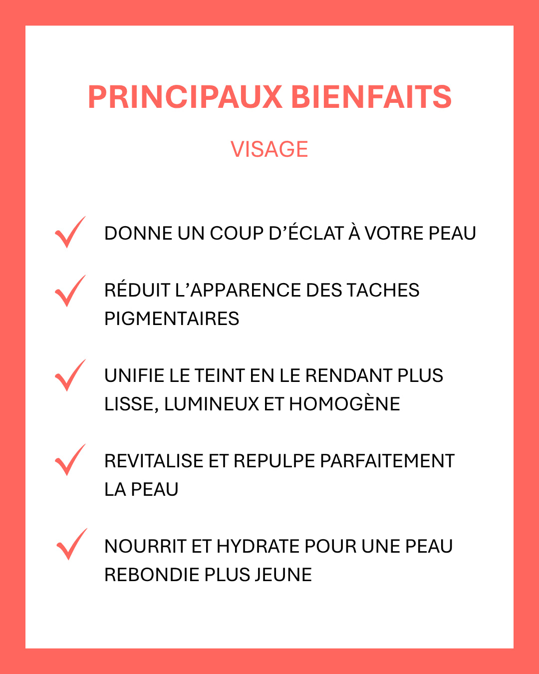 Principaux bénéfices du sérum visage Pink Oil Kadalys : éclat immédiat, réduction des taches pigmentaires, hydratation intense et peau revitalisée.