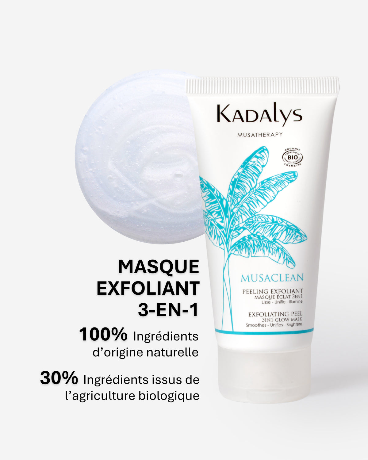 Peeling Musaclean avec ingrédients naturels et issus de l’agriculture bio